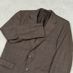 Burberry Men's Brown Plaid Wool Blazer Sport Coat Jacket Size 40R